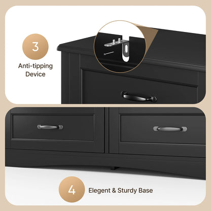 Lofka 3 Piece Nightstands and Dressers Sets , 6 Drawer Dresser & 4 Drawers Nightstand set of 2,Modern Engineered Wood ,White