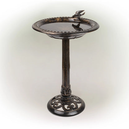 Alpine Corporation 26-inch Bronze Polyresin Bird Bath with Bird Figurine
