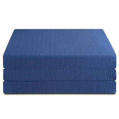 4'' Tri-Fold Memory Foam Mattress, Blue, Twin