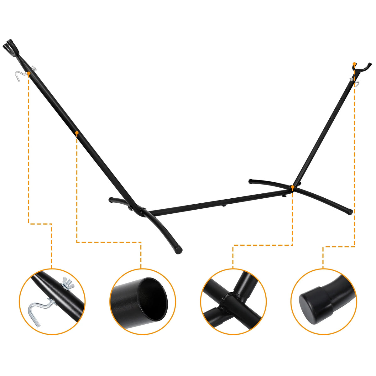 ZenSports 450lbs Adjustable 9FT Double Steel Hammock Stand Frame W/Portable Carry Bag, Black