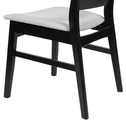 GDFSTUDIO Mid Century Modern Fabric Upholstered Rubberwood Dining Chairs, Set of 2, Dark Gray and Walnut