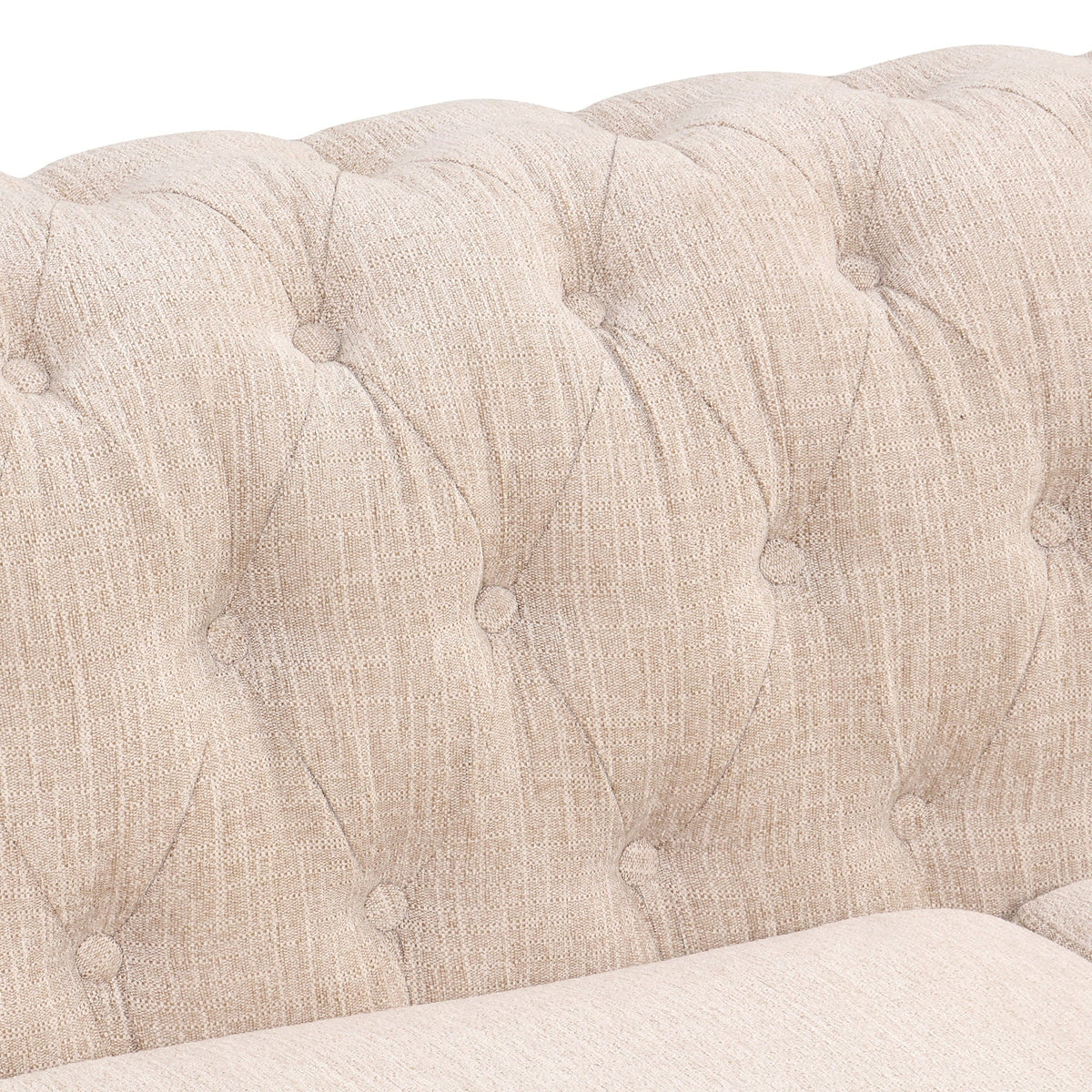 Classic 3 Seater Button Tufted Sofa, Upholstered Couch with Nailhead Rolled Arms Removable Cushions for Living Room Office Bedroom