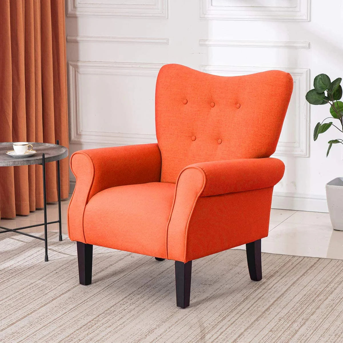 Richryce MidCentury Accent Chair with Arm ,High Back Armchair Beige,Beige