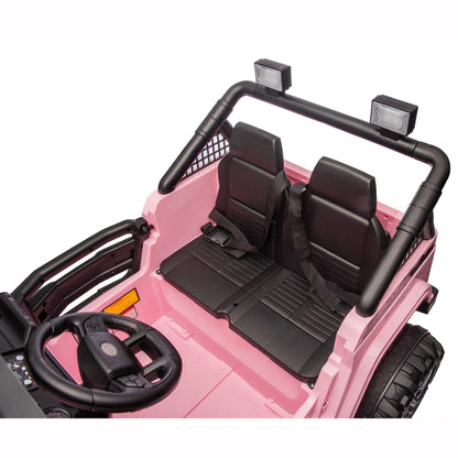 Joyracer 4WD 24 Volt Ride on Toys, 2 Seater Power Car wheels UTV with 800W Motors, Remote Control, Bluetooth Music, Spring Suspension, LED Light, Pink