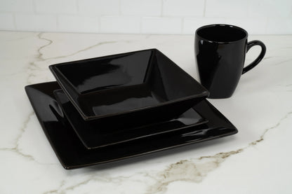 10 Strawberry Street Nova Square 40 Piece Stoneware Dinnerware Set, Gray
