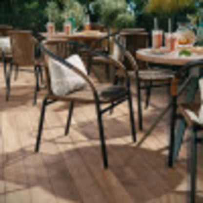 Flash Furniture Lila Indoor/Outdoor Stacking Rattan Patio Chairs, Set of 2, Beige