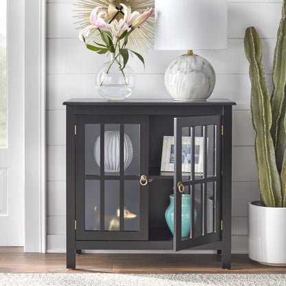 Simple Living  Portland 2-Door Glass Cabinet Antique White