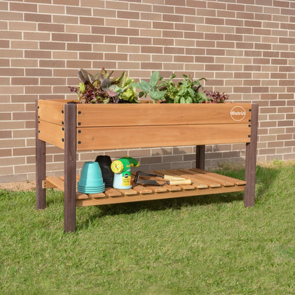 Miracle-Gro Wood 2 x 4 ft. Raised Garden Planter with Shelf