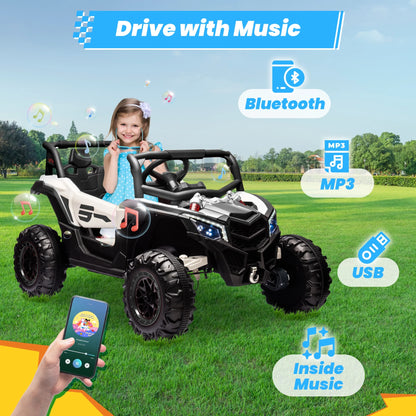 Joyracer 4WD 24 Volt Ride on Toys, 2 Seater Power Car wheels UTV with 800W Motors, Remote Control, Bluetooth Music, Spring Suspension, LED Light, Pink