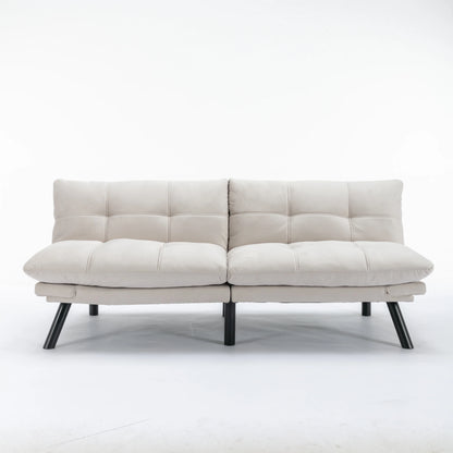 PAPROOS Convertible Sofa Bed, Folding Futon Sofa Bed, Upholstered Sofa Bed Couch, Loveseat Sleeper Sofa for Small Space, Apartment, Living Room, Cream
