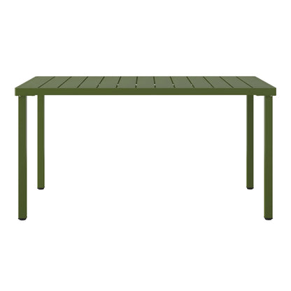 WestinTrends Playa 59" Iron Metal Outdoor Rectangular Patio Dining Table For 6, Olive Green