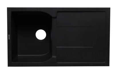 ALFI brand AB1620DI-BLA Black 34" Single Bowl Granite Composite Kitchen Sink with Drainboard