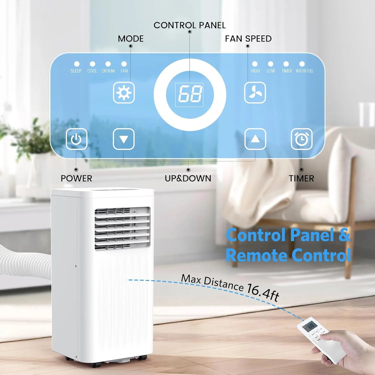 Portable Air Conditioners with cooling/dehumidification/fan/sleep mode,4-IN-1 Portable AC with 24H Timer & Remote Control & Window Kit,8000 BTU