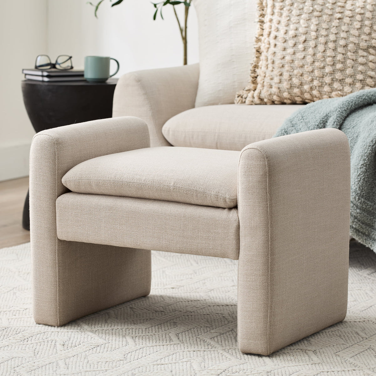 Better Homes & Gardens Emerson Ottoman, Cream