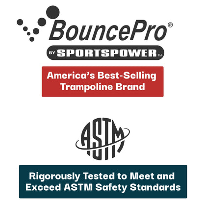 Sportspower Bounce Pro 6x8’ Rectangular Trampoline for Kids 6+ with Safety-Enclosure in Gray and Orange