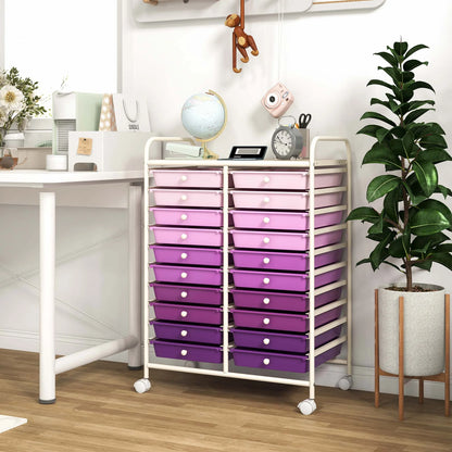 Costway 20 Drawer Rolling Storage Cart Tools Scrapbook Paper Office School Organizer Yellow