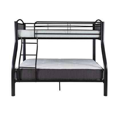 Linon Heavy Metal Twin Over Full Bunk Bed Attached Ladder in White