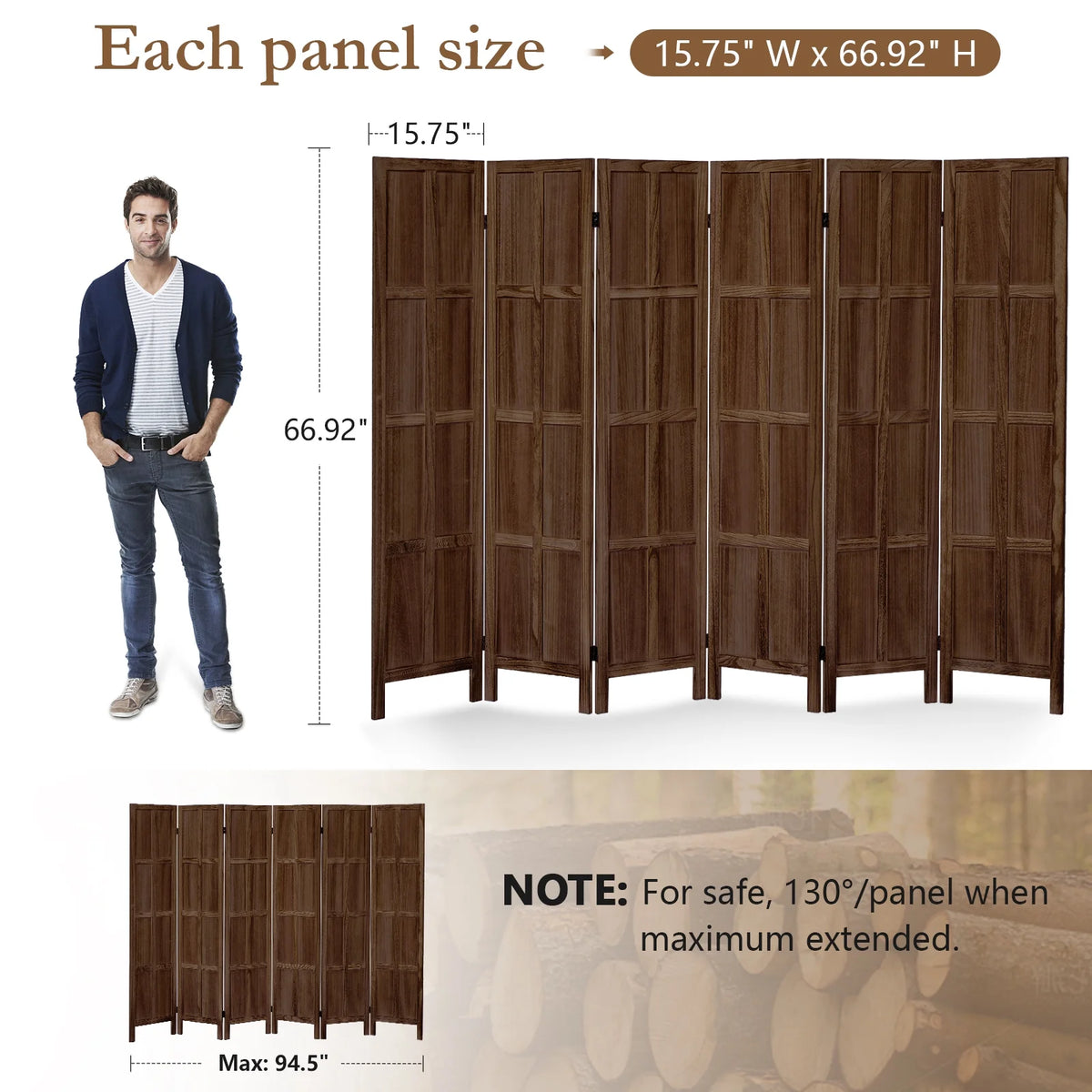 Aletheiawu 4 Panel Room Divider Wall and Folding Privacy Screens No Installation Required White