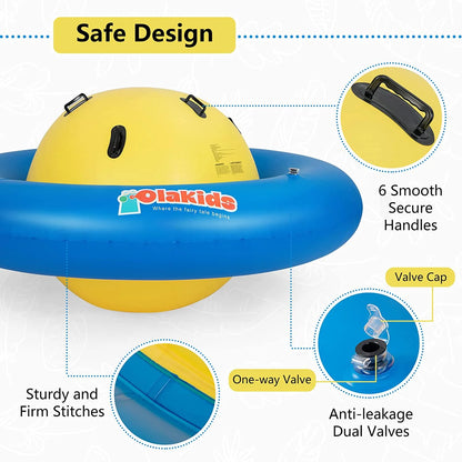 OLAKIDS 8FT Inflatable Dome Rocker Bouncer, Outdoor Kids Giant Roll and Play Seesaw Rocker with 6 Secure Handles, Max Weight 250 LBS, Toddlers Climbing Toy Backyard Play Center Equipment