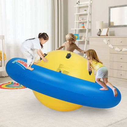 OLAKIDS 8FT Inflatable Dome Rocker Bouncer, Outdoor Kids Giant Roll and Play Seesaw Rocker with 6 Secure Handles, Max Weight 250 LBS, Toddlers Climbing Toy Backyard Play Center Equipment