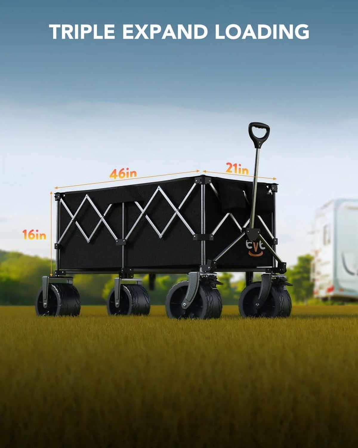 KEESTP Collapsible Wagon, 440LBS Heavy Duty Wagon Carts Foldable with Side Pocket and Brakes, 66 Gallon Large Capacity Foldable Wagon-gray