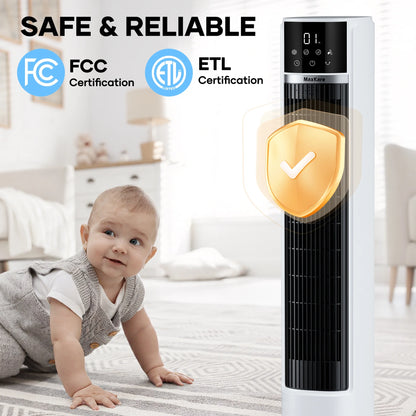 MaxKare 3-in-1 Tower Fan, Air Cooler with FCC & ETL, Humidifier for Office & Bedroom, 40'' High, White