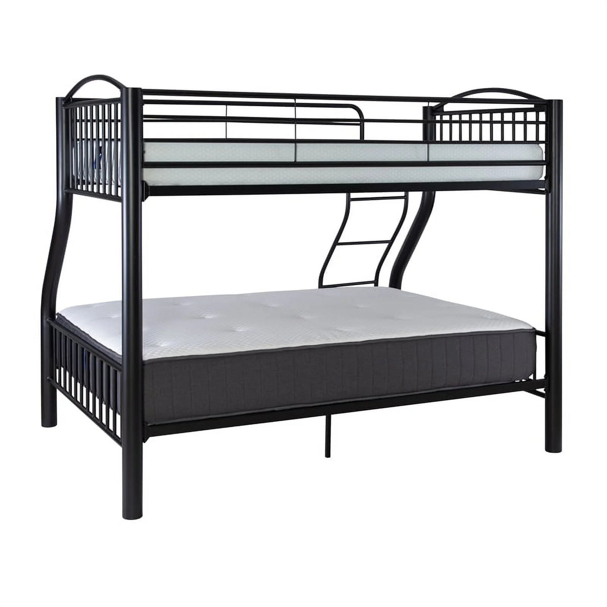 Linon Heavy Metal Twin Over Full Bunk Bed Attached Ladder in White