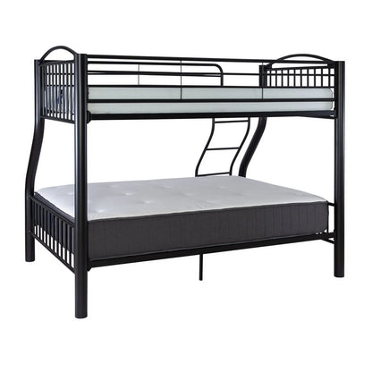 Linon Heavy Metal Twin Over Full Bunk Bed Attached Ladder in White