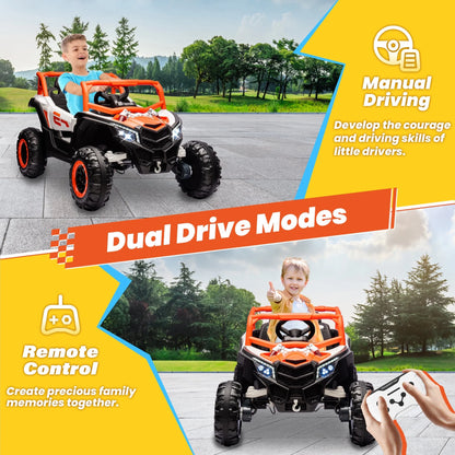 Joyracer 4WD 24 Volt Ride on Toys, 2 Seater Power Car wheels UTV with 800W Motors, Remote Control, Bluetooth Music, Spring Suspension, LED Light, Pink
