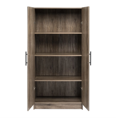 Prepac Adjustable Shelves Cabinet - Functional Tall Garage Table, 16"D x 32"W x 65"H Freestanding Garage Cabinet with 2-Doors, Light Gray - GES-3264