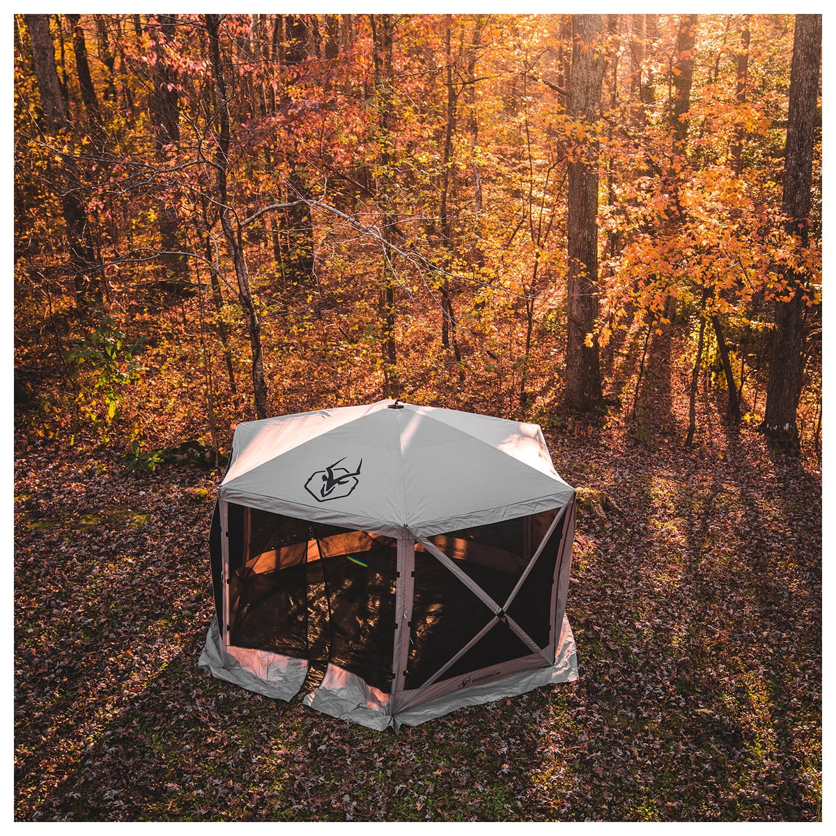 Gazelle Tents?,G6 6-Sided Portable Gazebo with TriTech Mesh, Easy Pop-Up Hub Screen Tent, Waterproof, UV Resistant, 8-Person & Table, Desert Sand, 86" x 124" x 124", GK914, Includes 3 Wind Panels