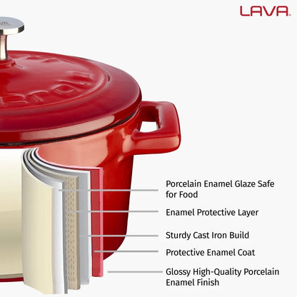 Lava Enameled Cast Iron Dutch Oven 7 Qt. Round with Trendy Lid
