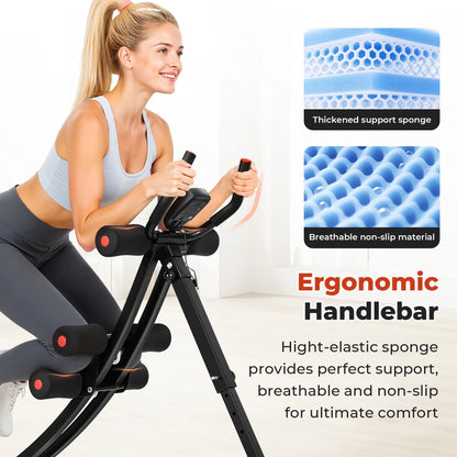 HIJOB Foldable Abdominal Trainers Fitness Equipment Machine with LCD Display for Home Gym Full Body Exercise, Max 440lbs