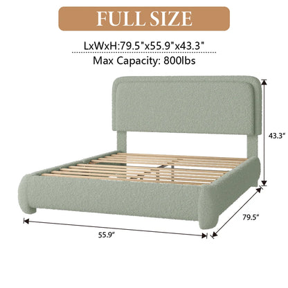 VIPLOV King Size Boucle Bed Frame, Cloud Upholstered Platform Bed with Height Adjustable Headboard & Soft Rounded Corners, No Noise Free, Easy Assembly,Beige