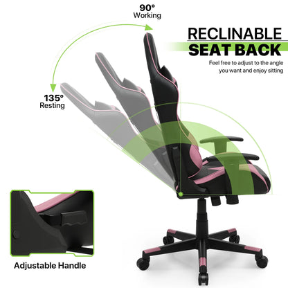 Magshion Ergonomic Gaming Chair, Comfortable Gaming Chair, Computer Chair Leather Desk Chair Adjustable Swivel Gaming Office Chair, Blue