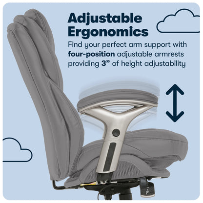Serta Back in Motion Technology Fabric Executive Office Chair, Light Gray