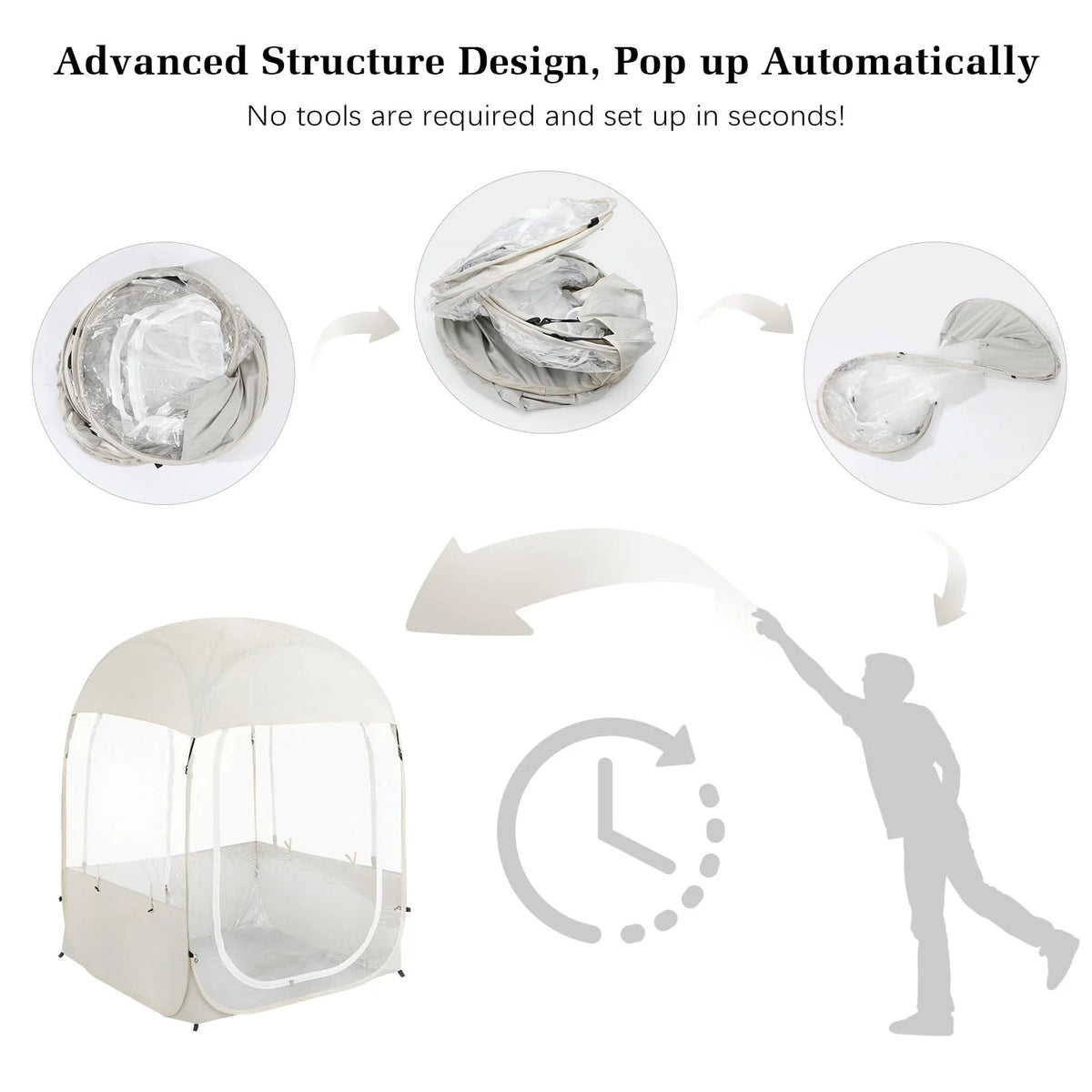 Sports Tent, Instant Weather Proof Clear View Bubble Tent with Carry Bag, Portable & Foldable Pop Up Tents Shelter for Watching Sports Events Camping Fishing