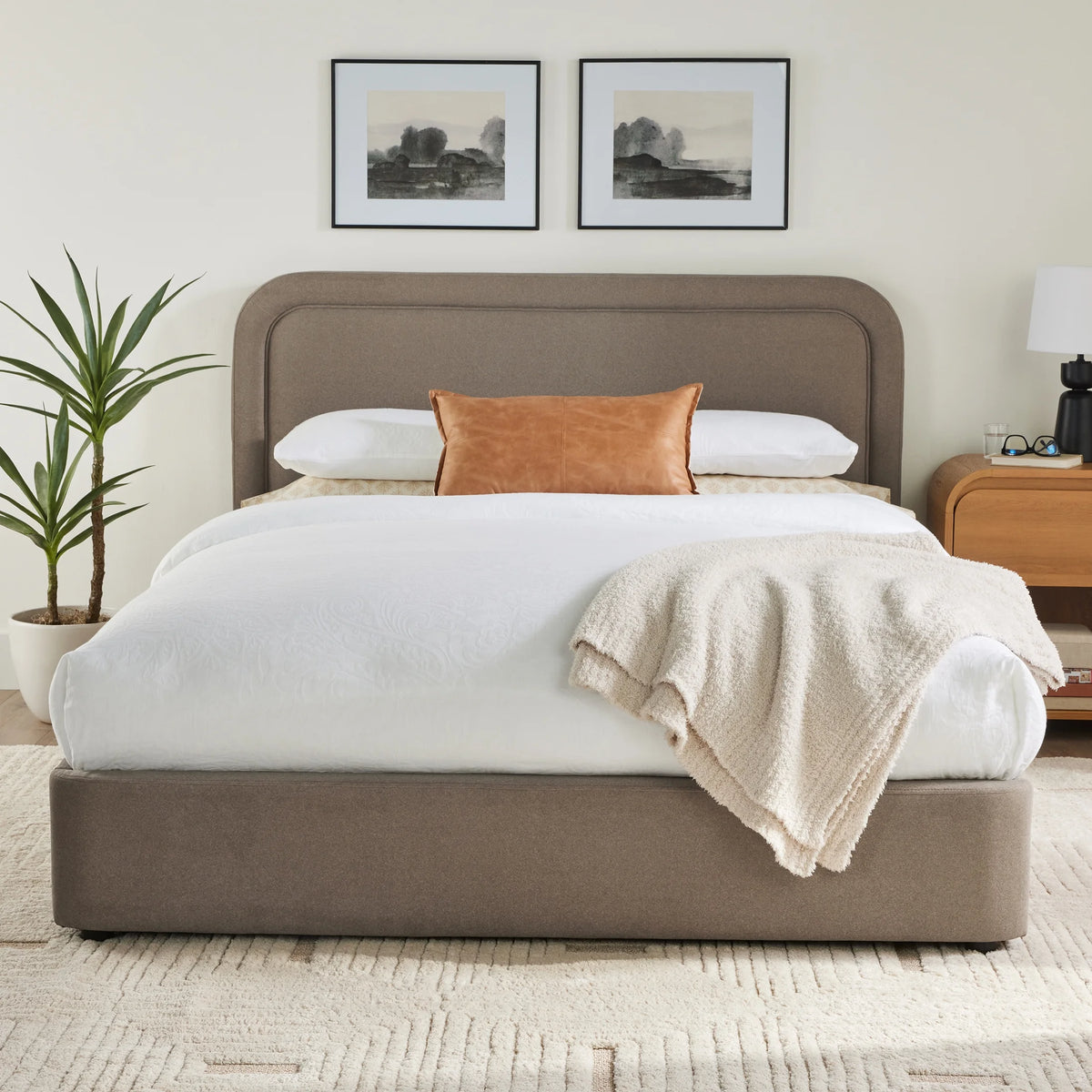 Better Homes & Gardens Juliet King Boucle Platform Bed, Ivory