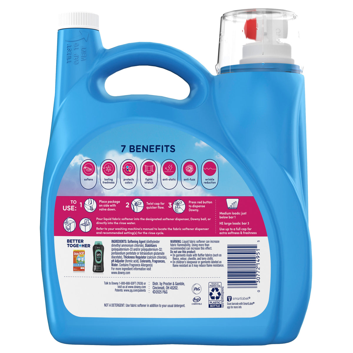 Downy Soft Liquid Fabric Softener, April Fresh, 257 Loads, 150 fl oz