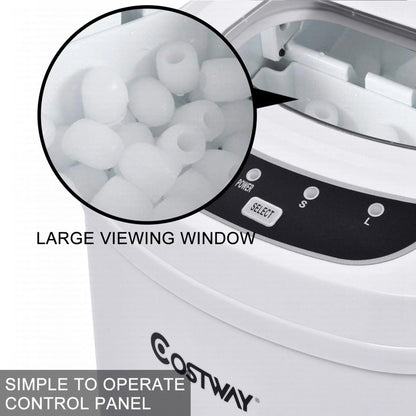 Costway Silver Portable Compact Electric Ice Maker Machine Mini Cube 26lb/Day