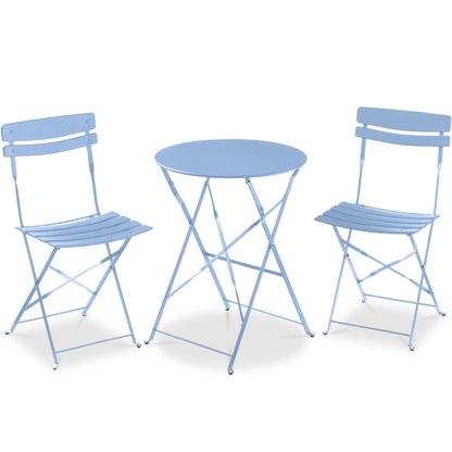 Best Choice Products 3-Piece Small Bistro Set, Folding Patio Furniture Set of 2 Chairs and Table - Black