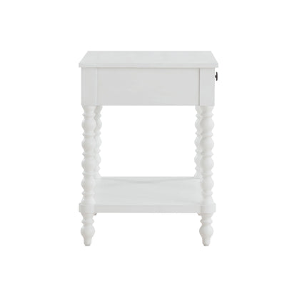 Pioneer Woman Harper Spindle Nightstand with USB Charging Ports, Adults and Teens, White Finish