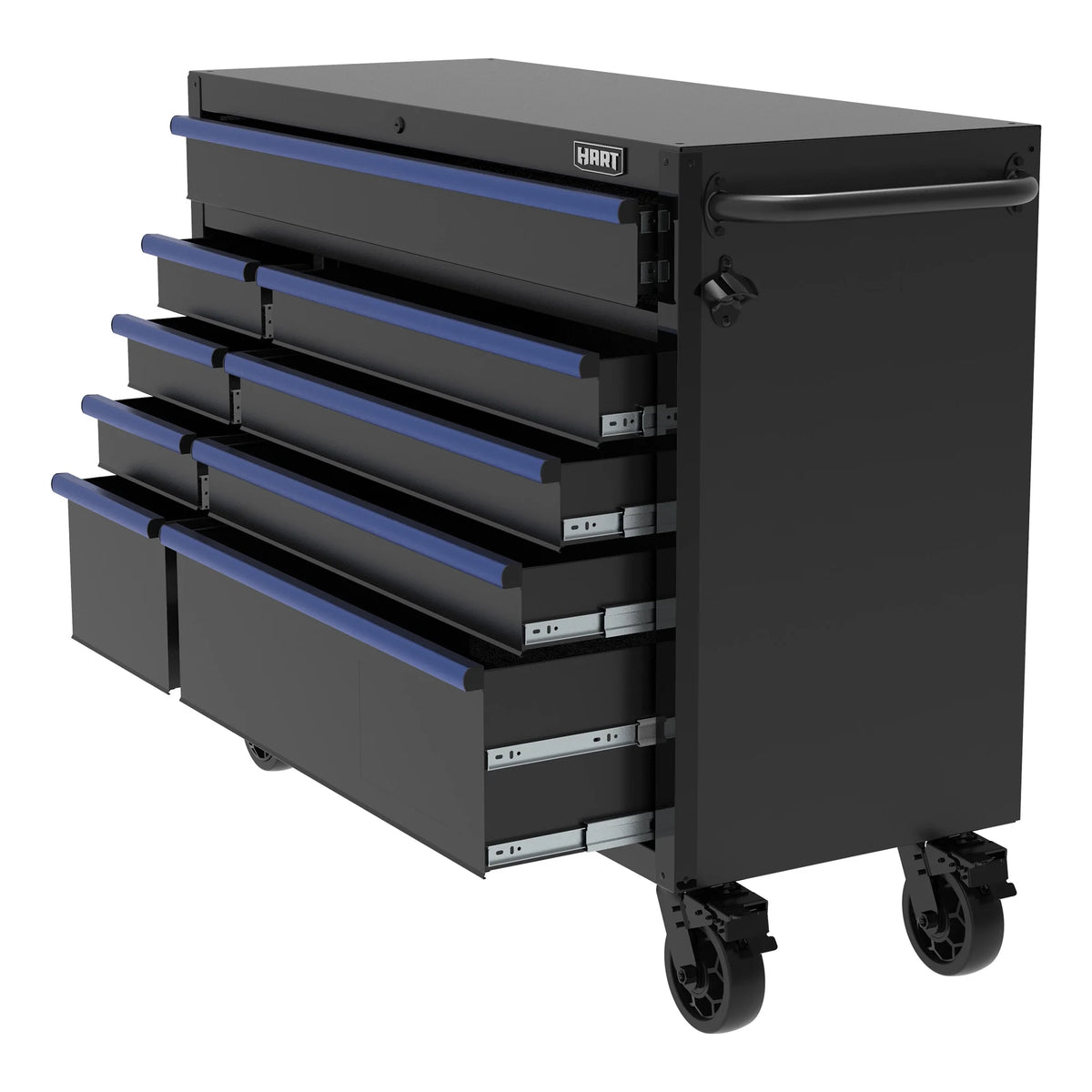 HART 52-Inch 9-Drawer Heavy-Duty Steel Tool Cabinet, Locking Rolling Garage Storage