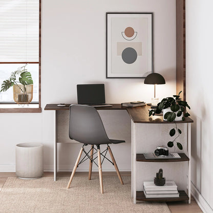 Ameriwood Home L Shaped Desk with Side Storage, Black Oak